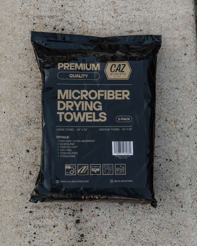 Microfiber Drying Towels (2-Pack) – 1400 GSM Twisted Loop, Large 24"×36" + Medium 16"×24"